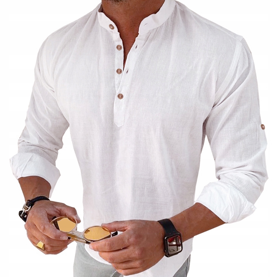 Pánská košile Stojka Casual Denní Lněná Len