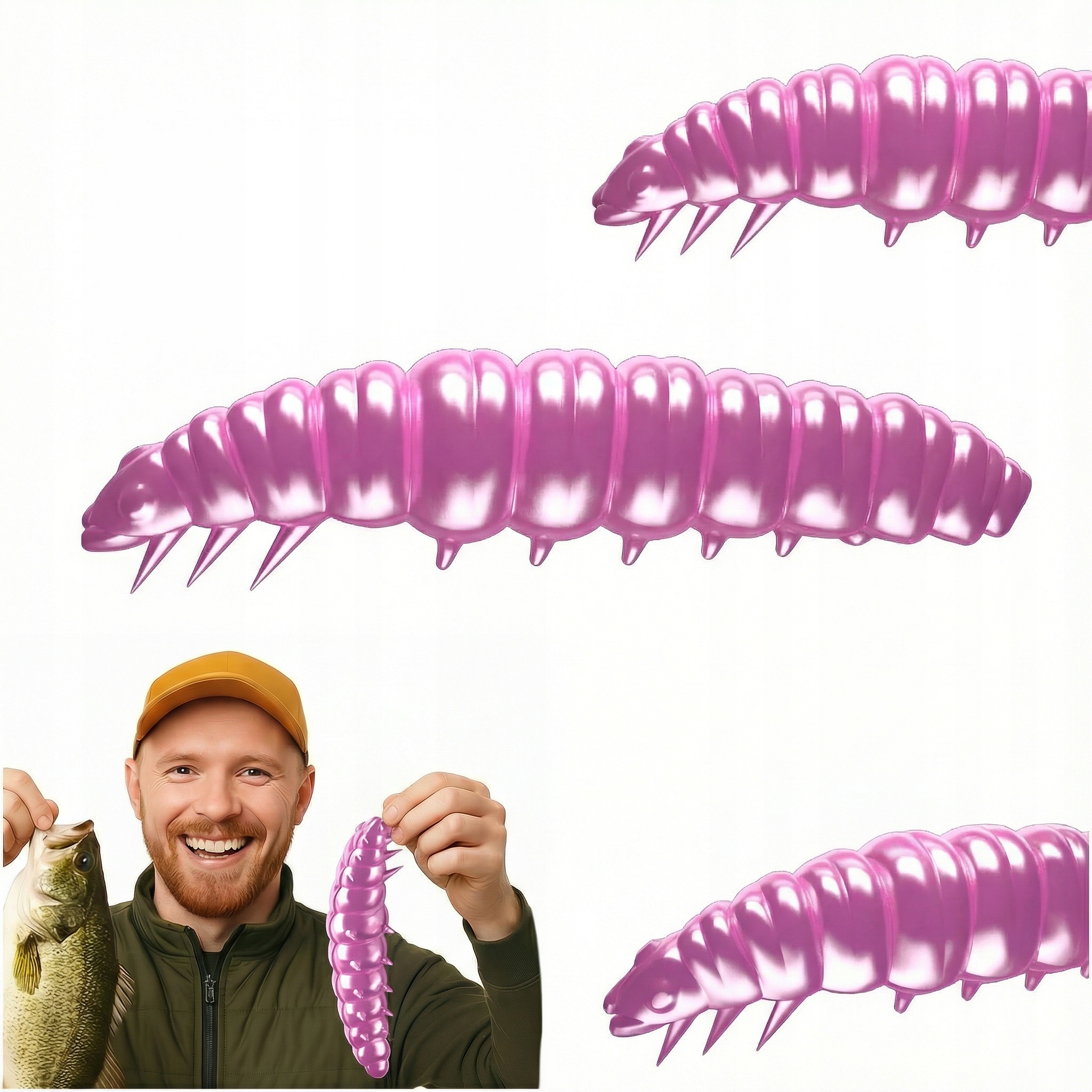 Robaki Przynęta Larva 018 Pink Pearl Libra Lures Ser 4,5CM Słoik 8 Sztuk