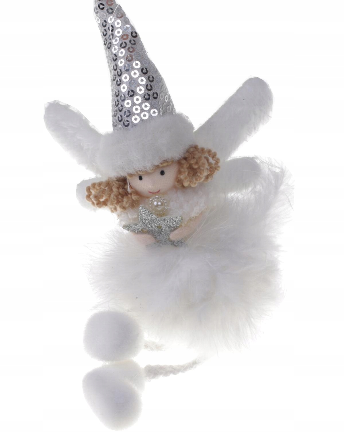 Anioł z gwiazdką w białych piórach 24cm