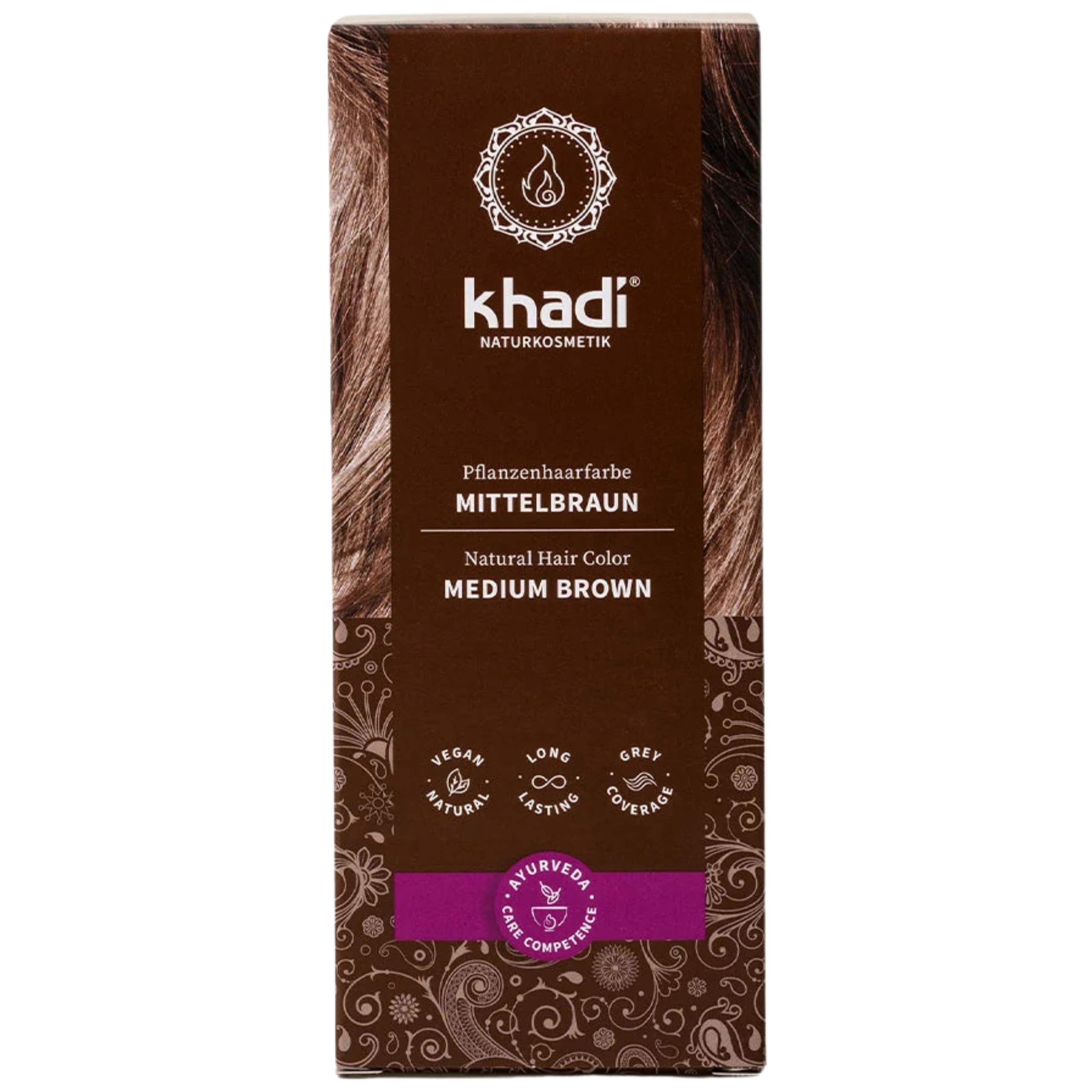 Farba do włosów Naturalna Henna Średni brąz Khadi Medium Brown 100g