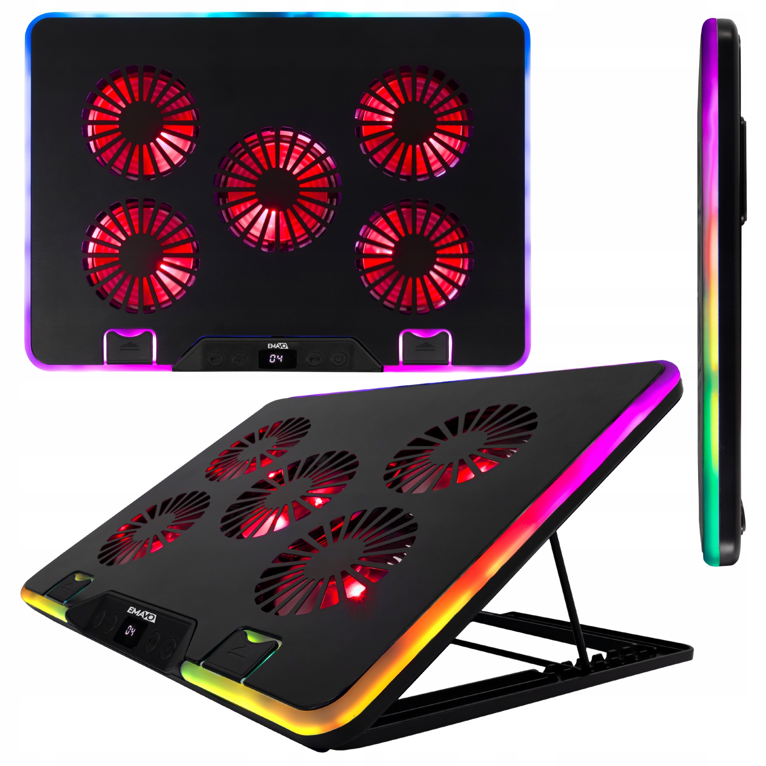 Podstawka Chłodząca Podkładka Pod Laptopa Led Rgb Regulowana Duża 12-17"