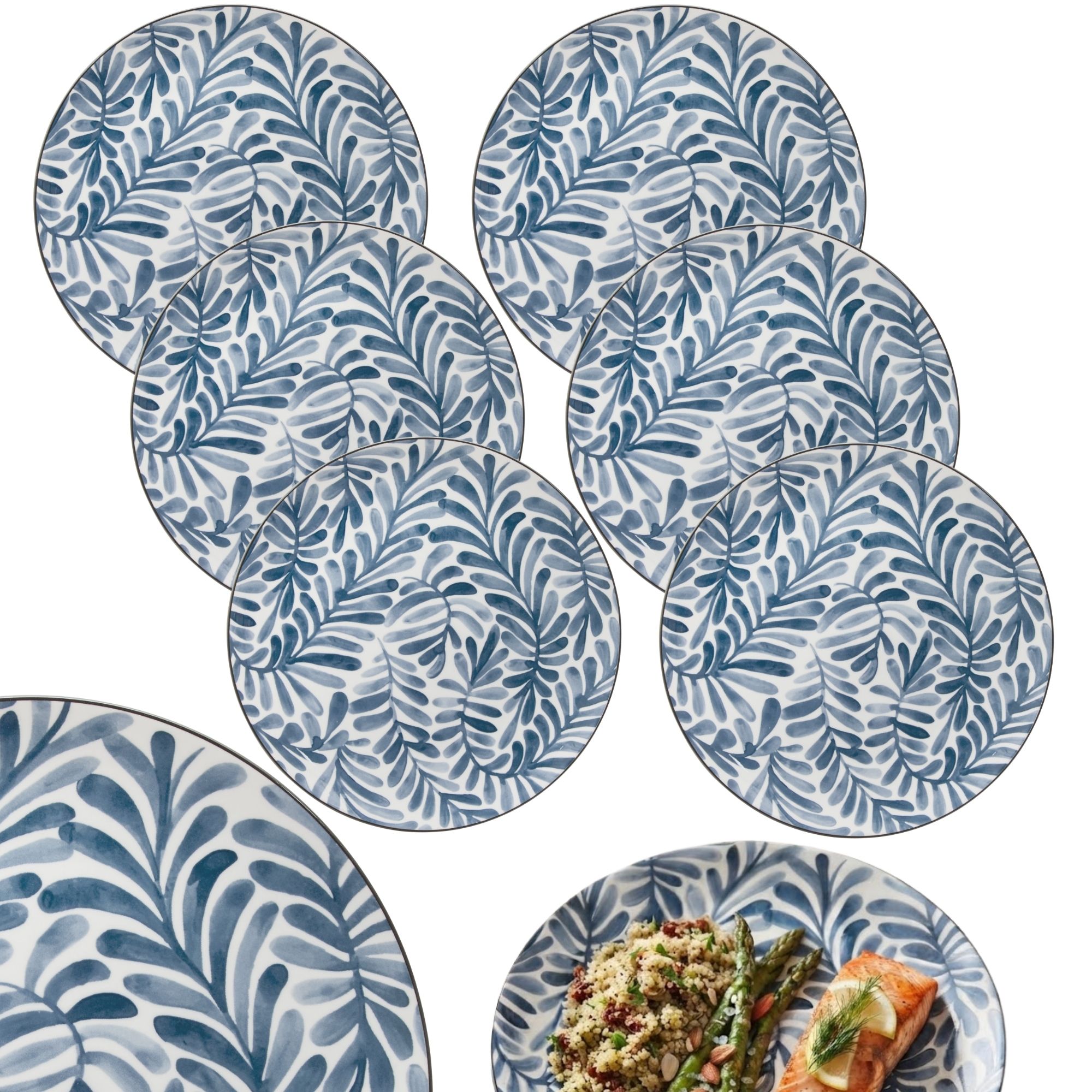 Komplet 6 Jídelních Talířů 26 cm Umami Leaf jídelní sada s velkými talíři