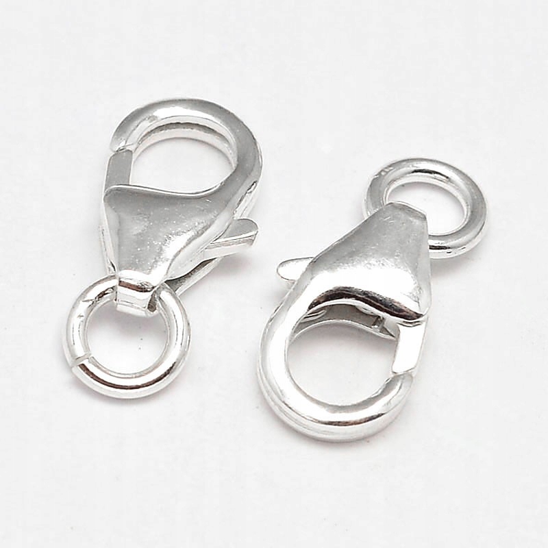 Stříbro 925 Zapínání Karabinek-Lobster, 10x6x2.8 mm, Otvor 3.5 mm, 2 ks