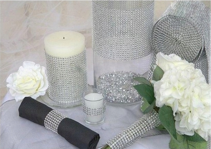 TAŚMA DIAMENTOWA SREBRNA PAS CYRKONIE DŻETY 6 cm Marka BMC