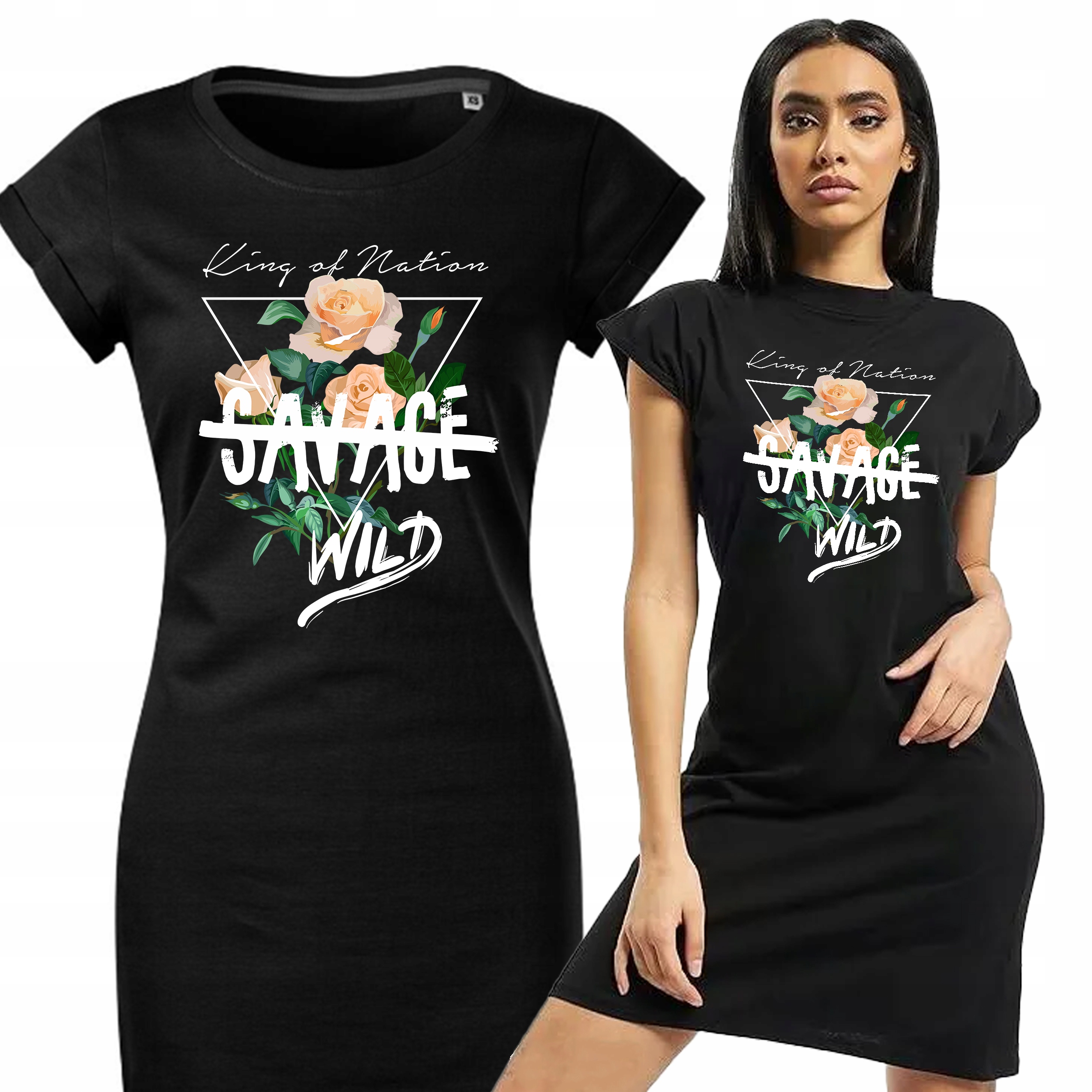 Dámské Pyžamo Černá Košile Noční Pohodlná jako Dárek Savage Wild Vzory L