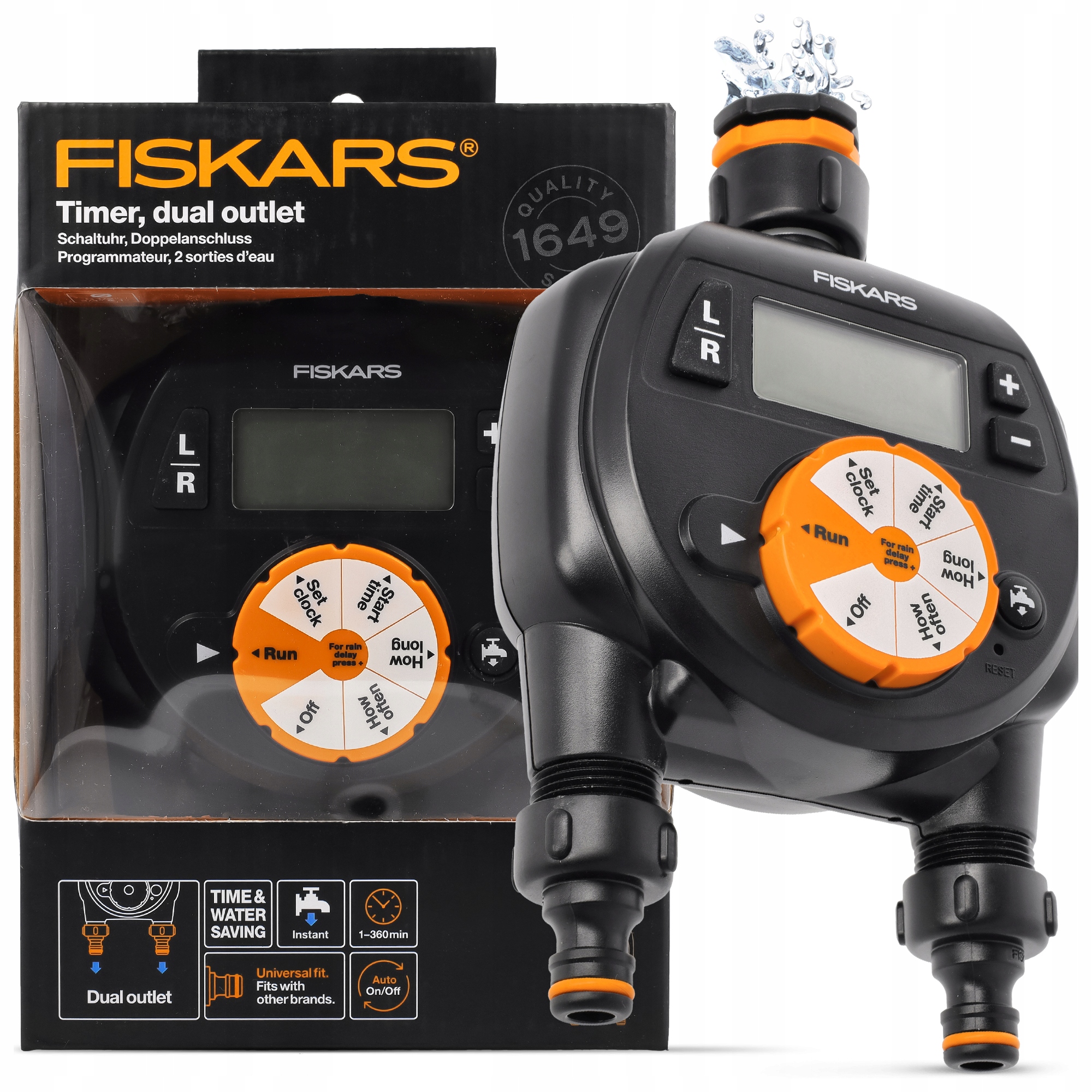 Elektronický Zavlažovací Ovladač Programátor Vody Fiskars 1/2" 3/4" 1”