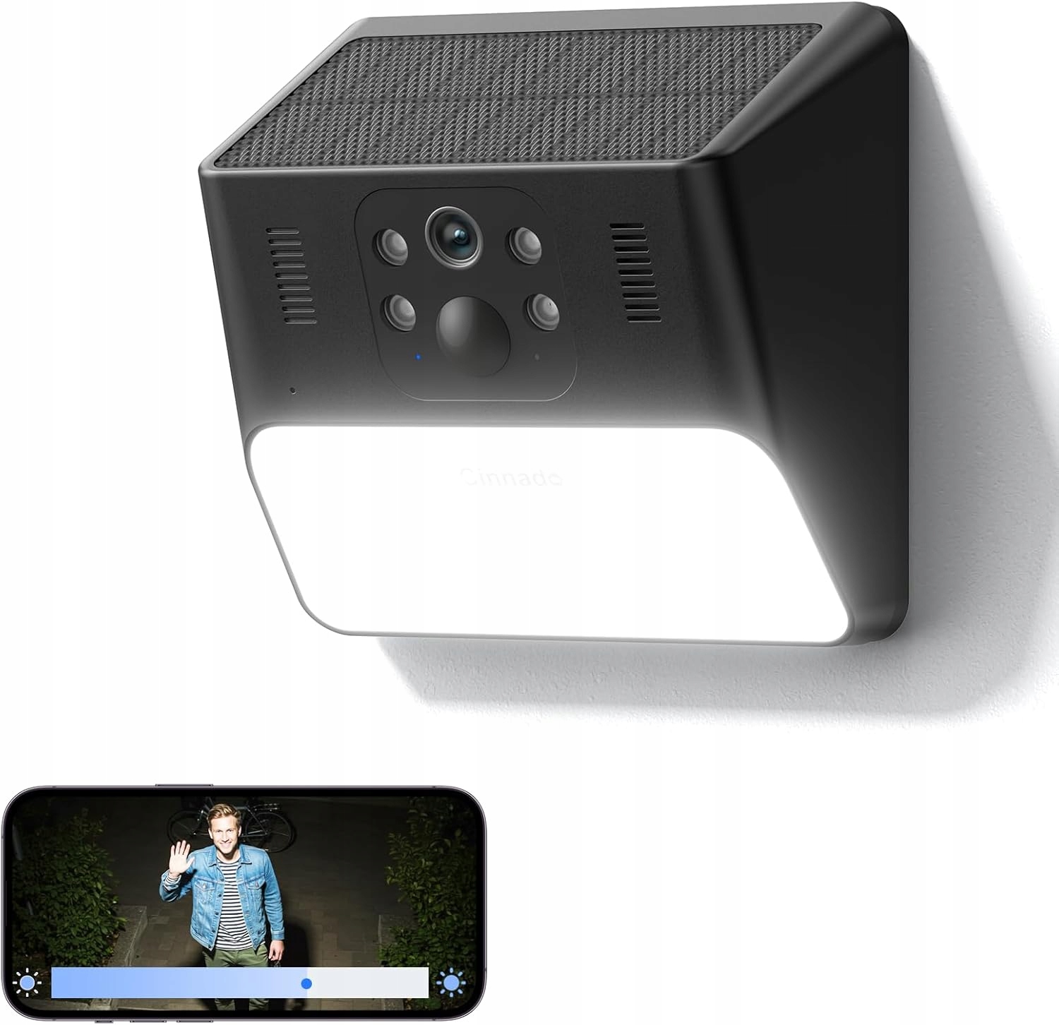 Venkovní Ip kamera Nástěnná kamera se solárním osvětlením Detekce pohybu