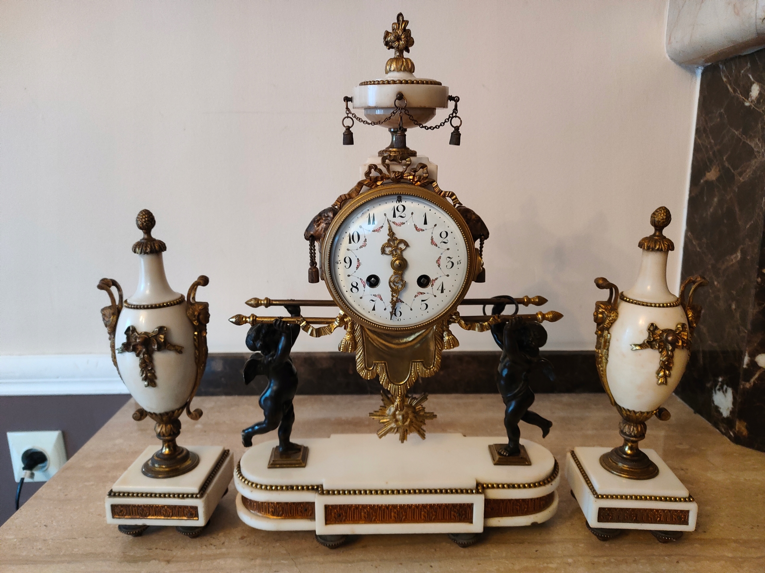 Zegar kominkowy Figuralny Francja XIX W EMPIRE