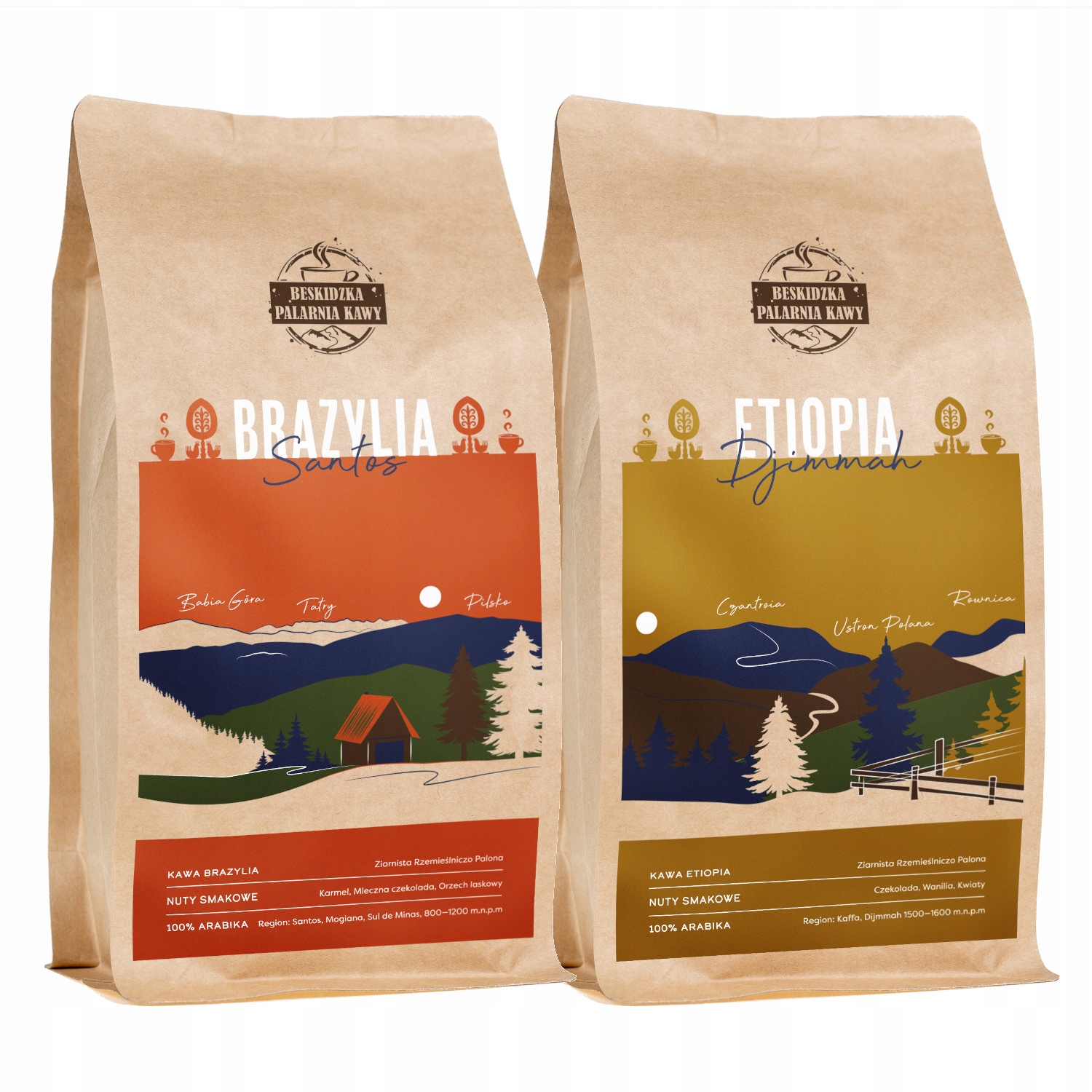 Levně Čerstvě Pražená Káva Zrnková Brazílie Etiopie 2x500g 100% Arabica
