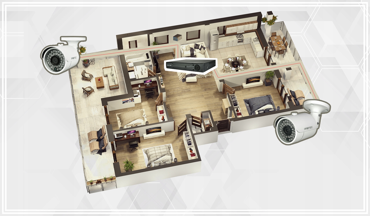 ZESTAW 4 KAMERY 8MPX TUBOWE WYSOKA ROZDZIELCZOŚĆ 4K NAGRYWANIE W PĘTLI 24/7 Zasięg podczerwieni 20 m