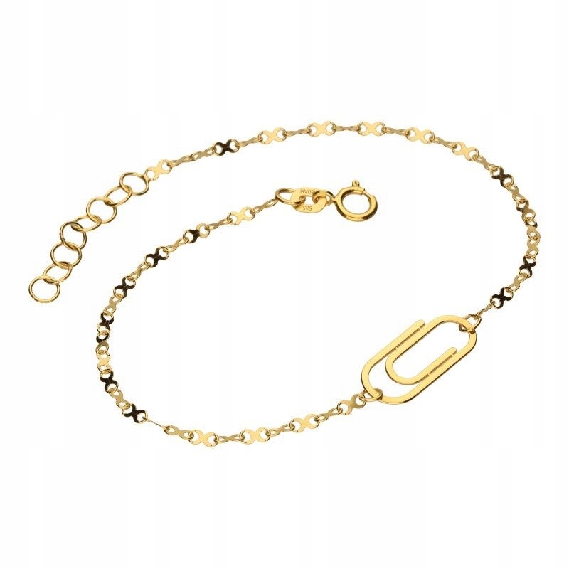 Zlatý dámský řetízkový náramek 585 s geometrickým přívěskem 14 Kt