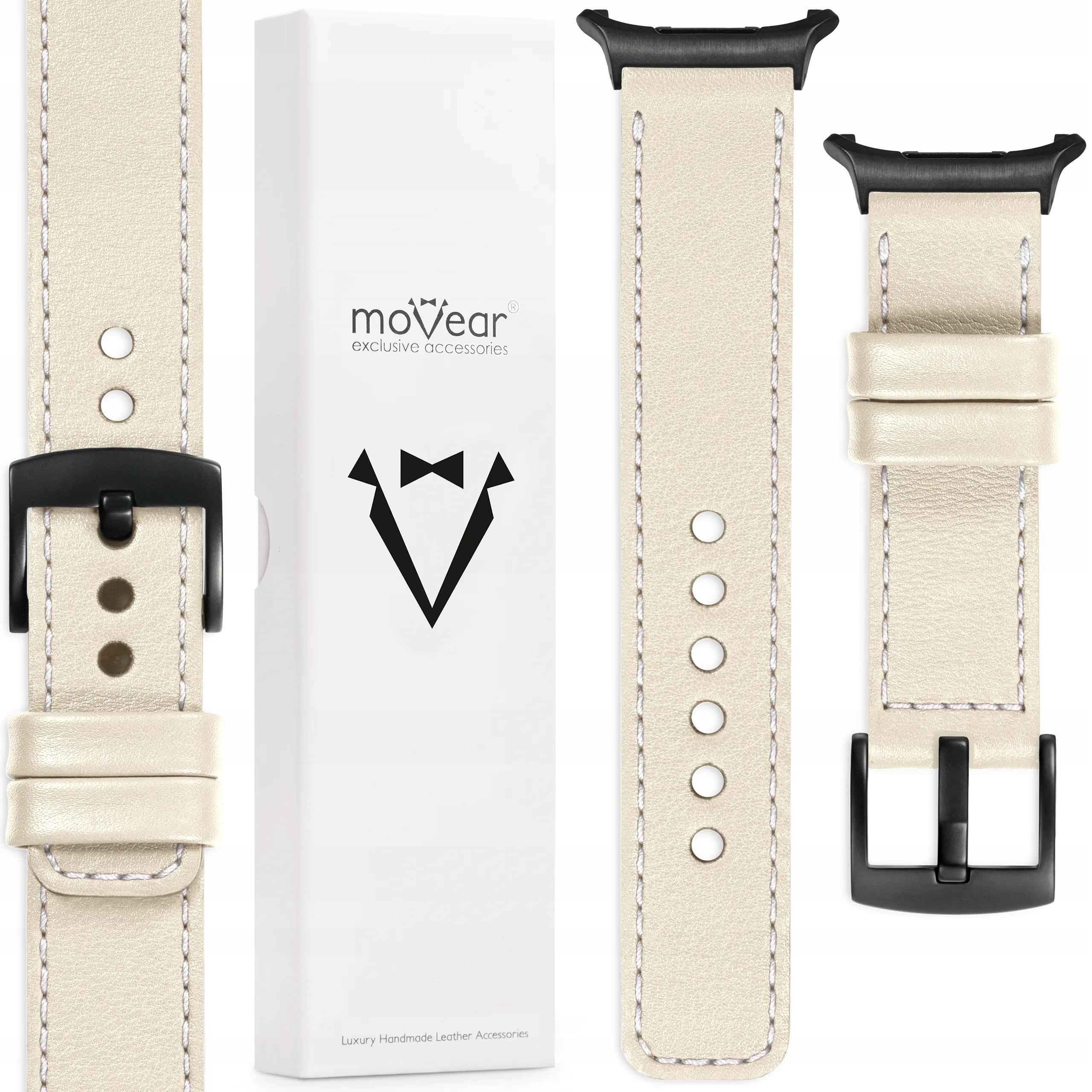 Pásek pro Samsung Galaxy Watch Ultra kožený elegantní 24 mm béžový Movear