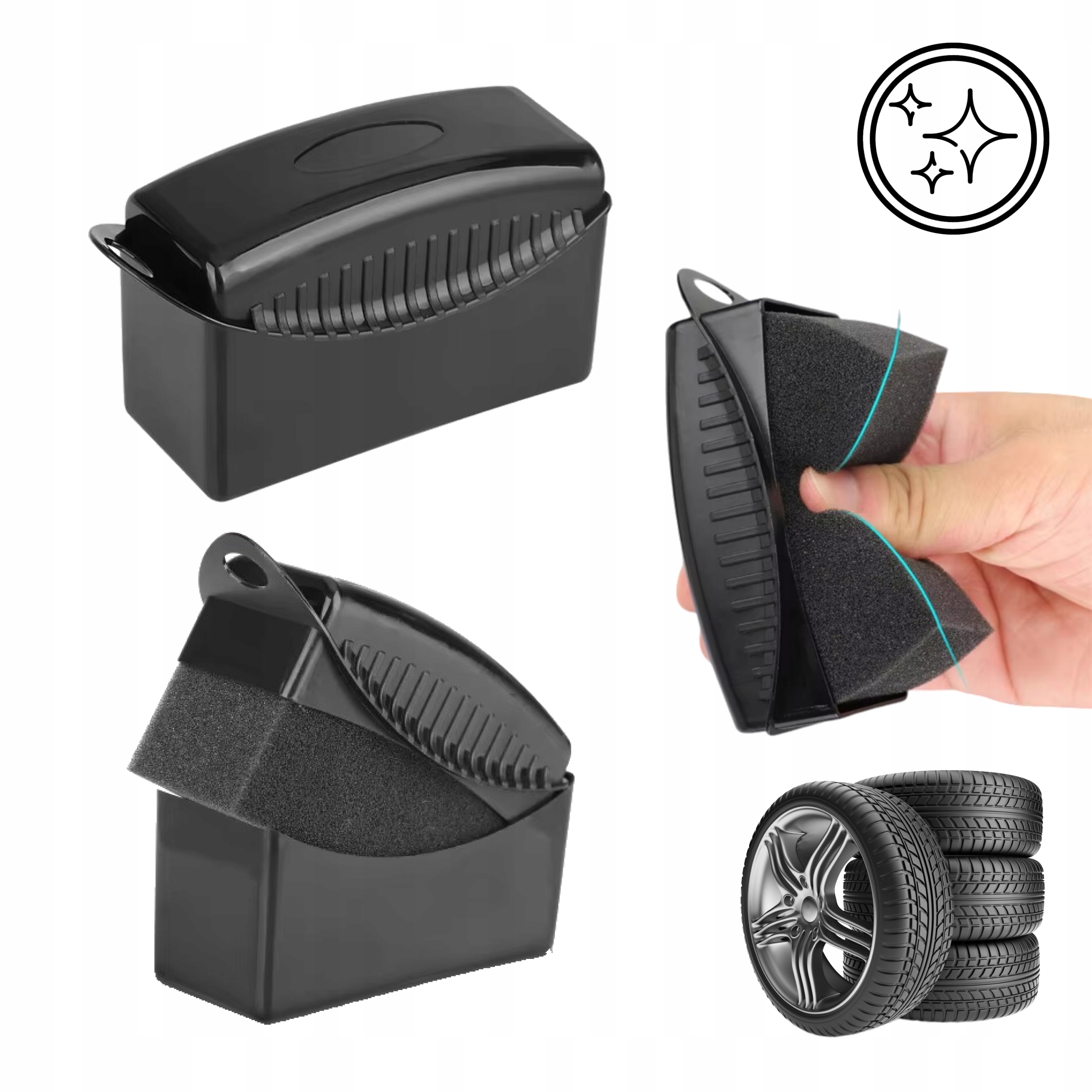 Aplikator gąbka do opon dressing plastików z obudową uchwytem detailing