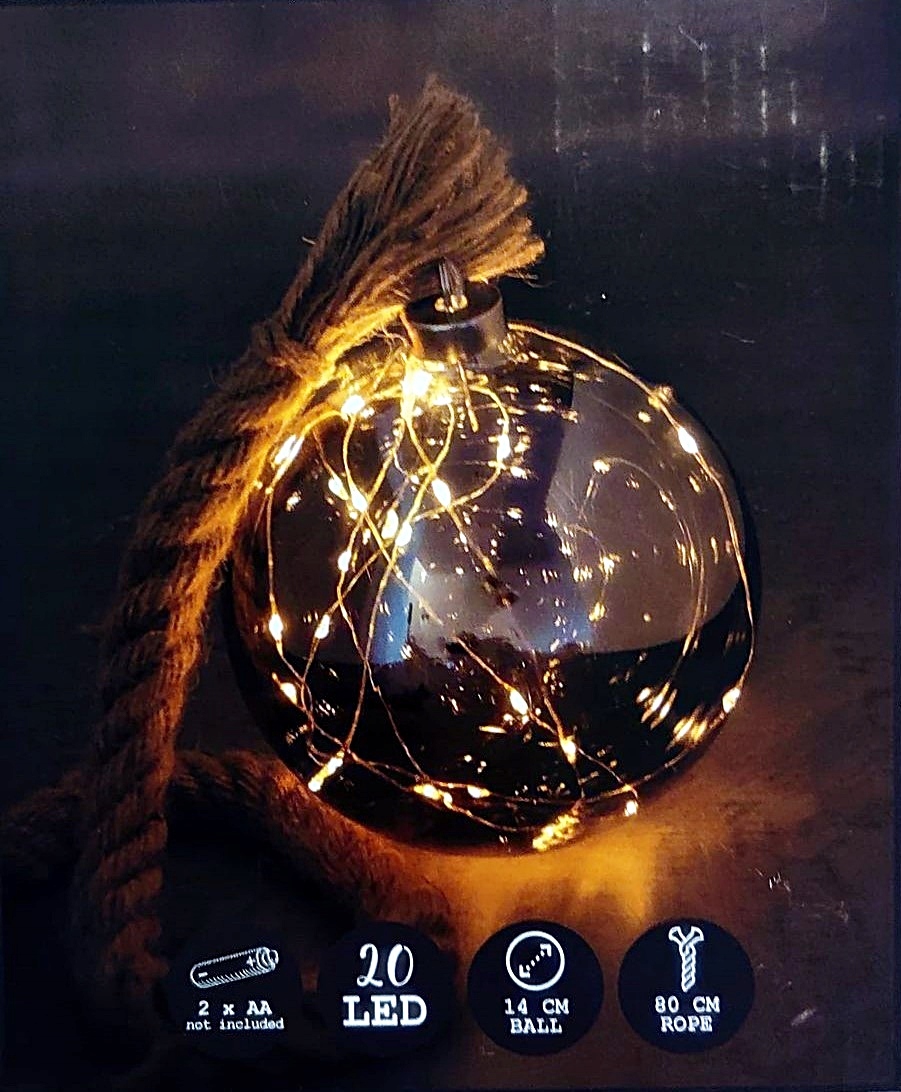 

Szklana antracytowa kula 20 Led Ø 14 cm wisząca