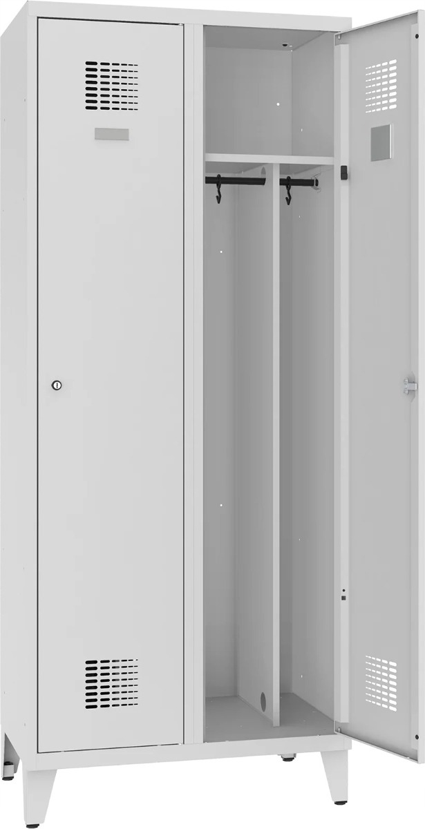 Metalowa szafa na ubrania z nóżkami dla 2 osób