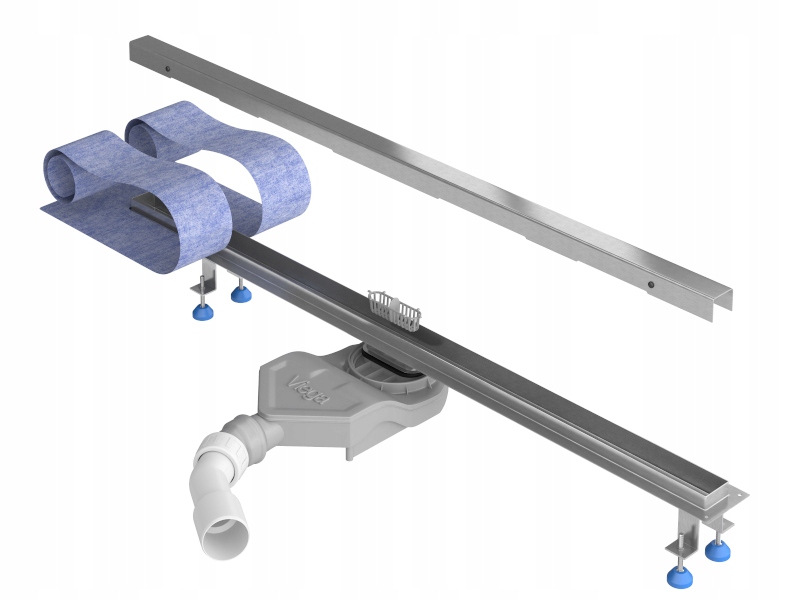 Lineárny odtok Waterway Slim 50 cm s sifónom Viega, čierny