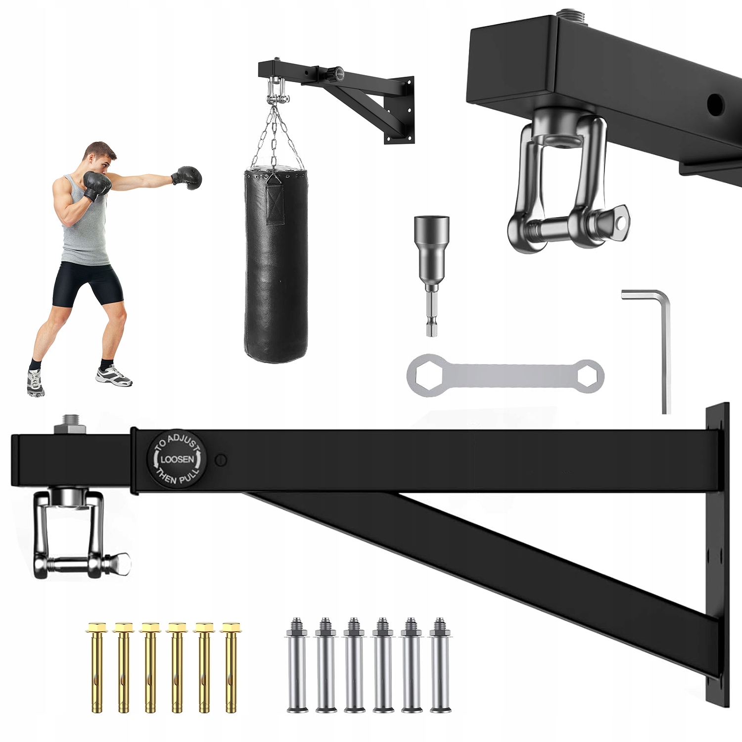 Nástěnný Věšák Na Boxovací Pytel, Nastavitelný, 300 Kg, Odolný Pro Domácí Posilovnu
