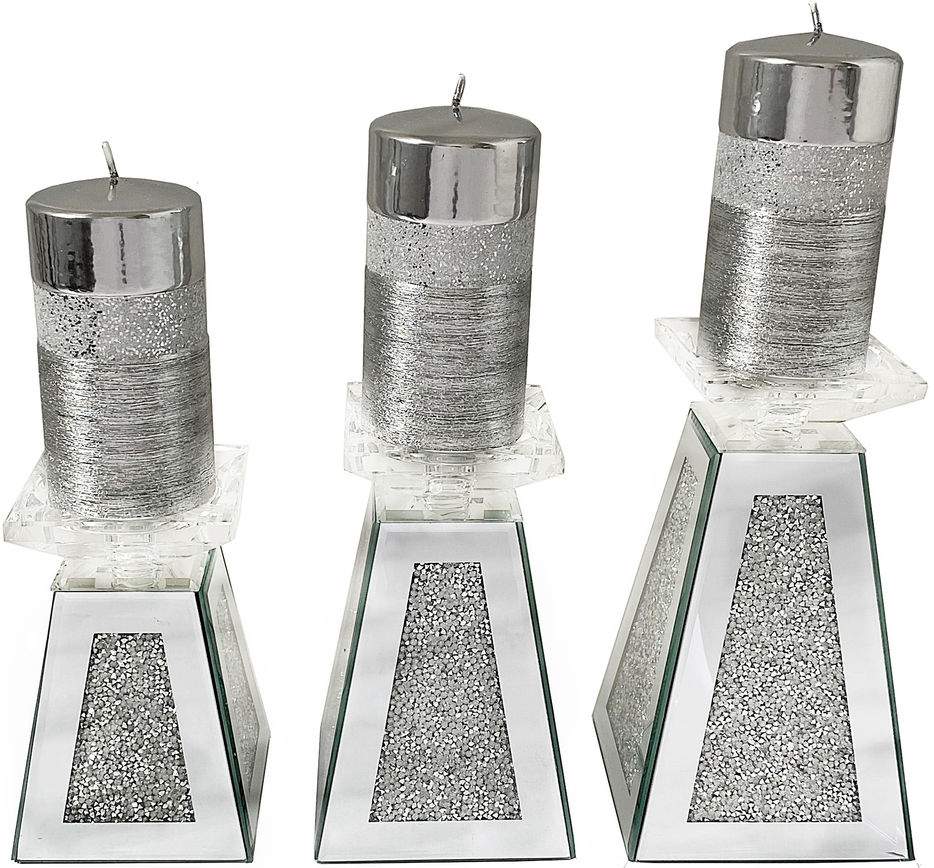 ŚWIECZNIK zestaw świeczników GLAMOUR kryształy Marka Madex