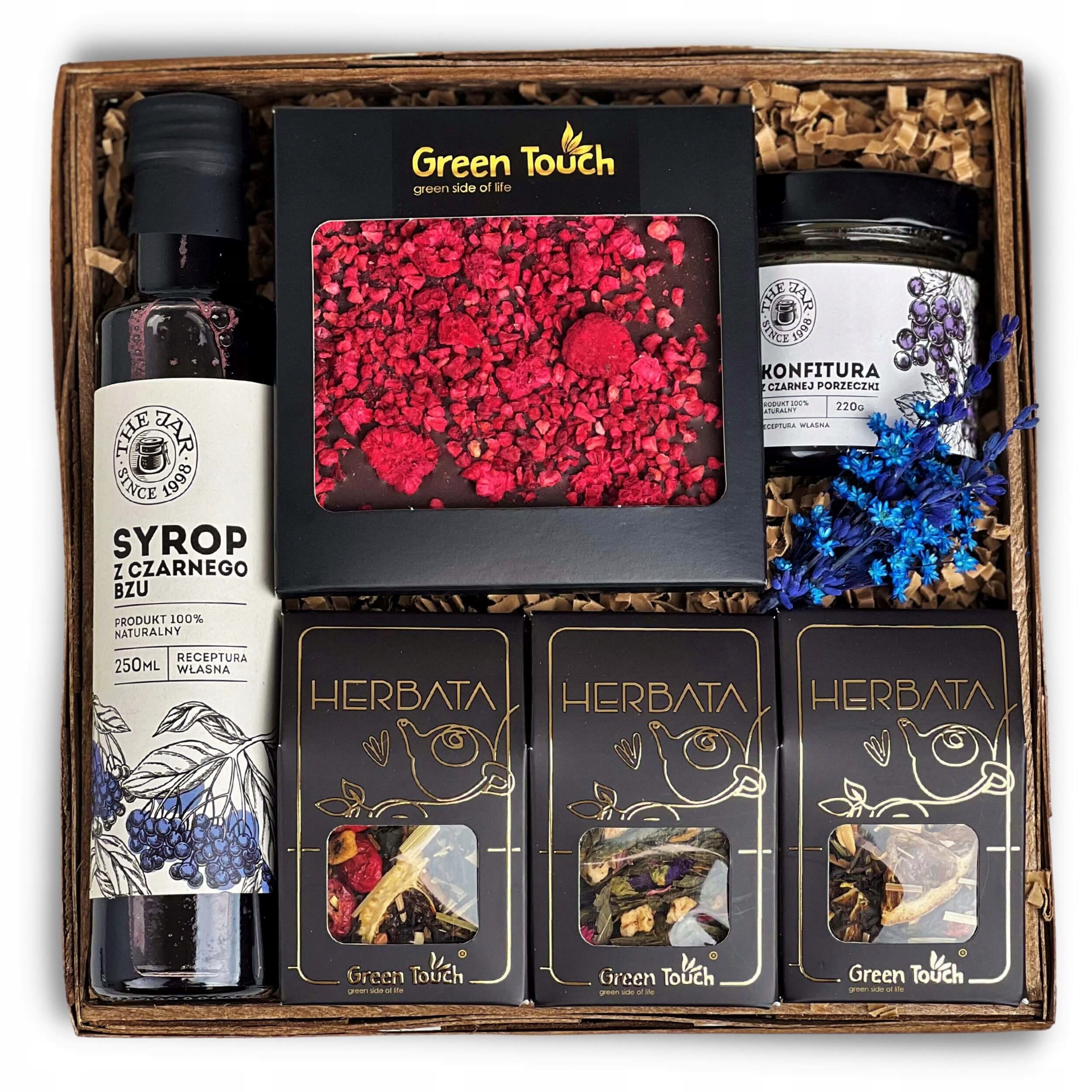 Levně Elegantní dárek Dárkový Koš sada čajů sirup zavařenina čokoláda