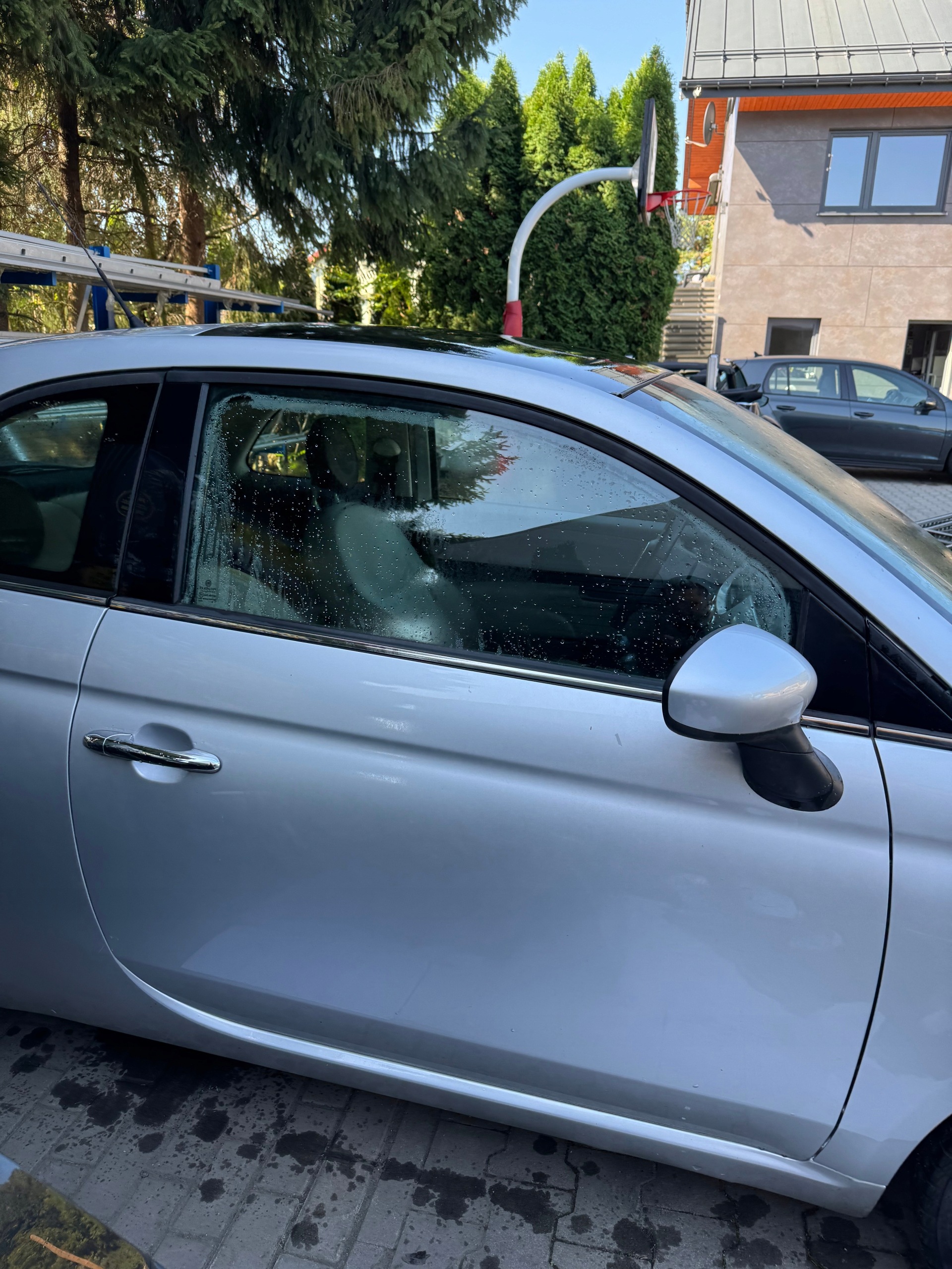 door right FIAT 500 07- complete WRAZ Z LUSTERKIEM silver ORYG*