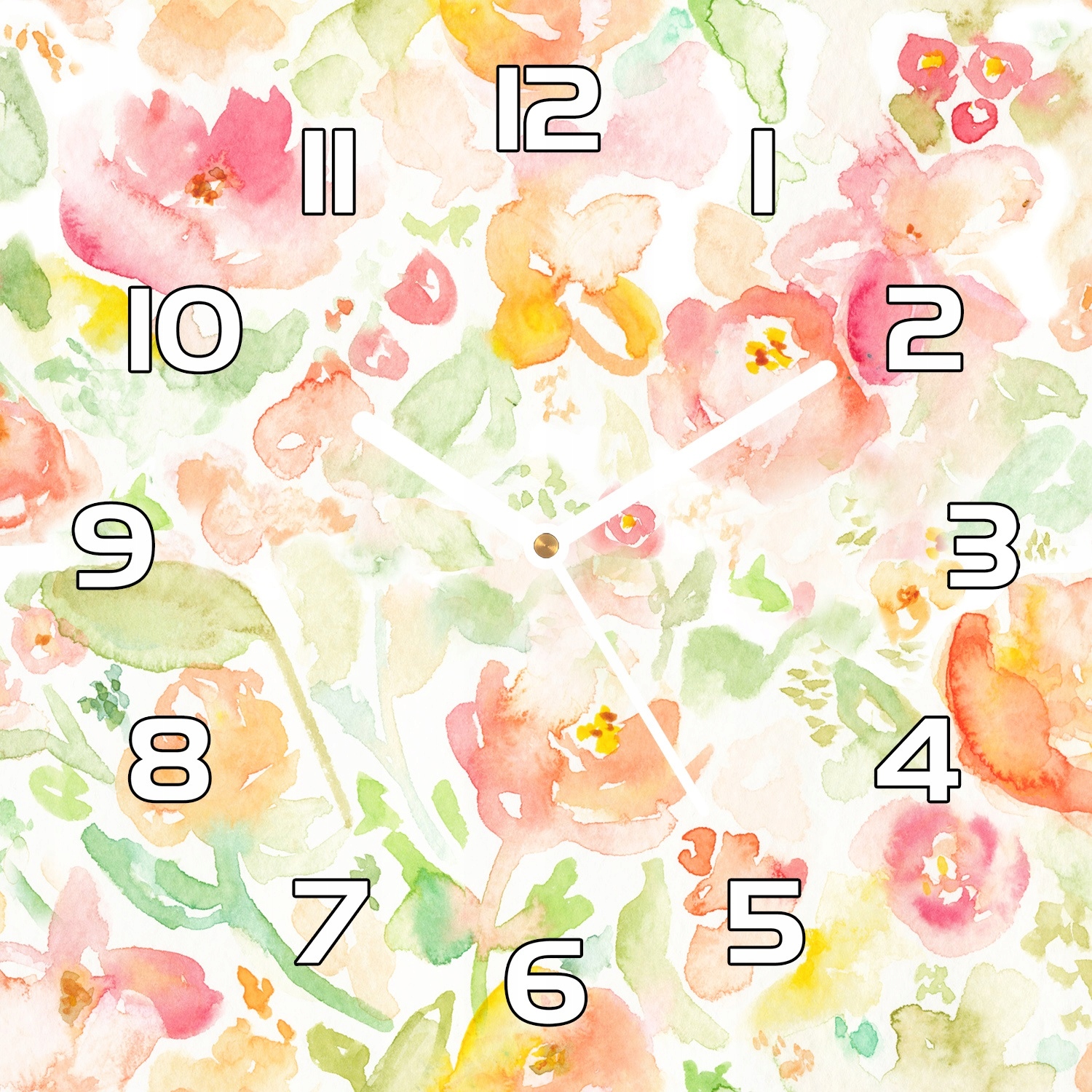 

Szklany zegar na ścianę Malowane kwiaty 30x30 cm