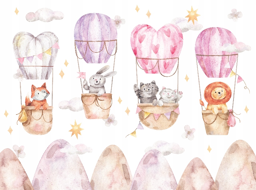 Fototapeta Let v ružových balónoch pre deti 350 x 260 cm, štruktúra 350 g