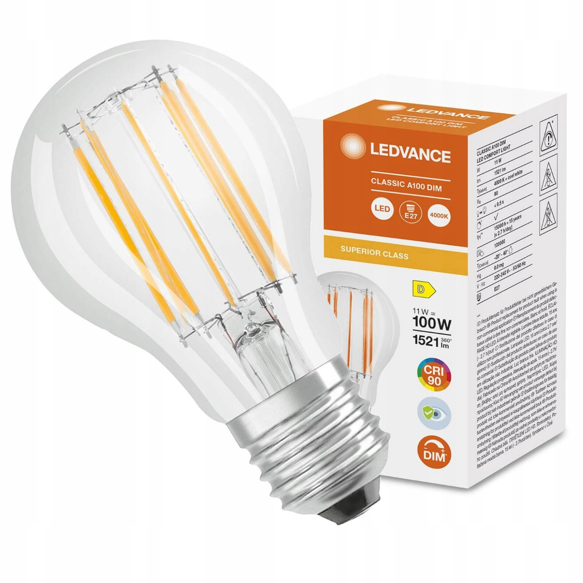 

Żarówka Led E27 A60 11W 100W 1521lm 4000K Neutra