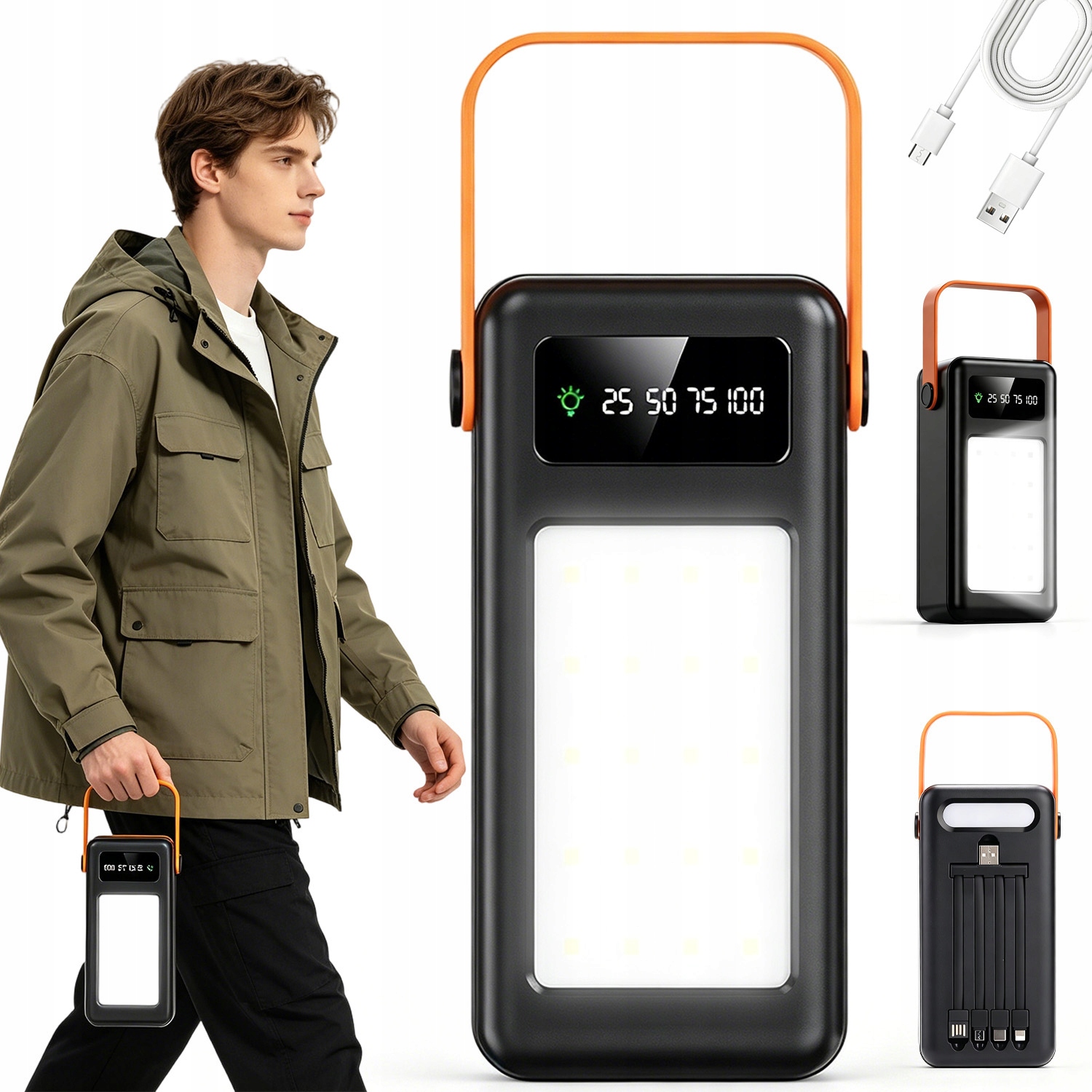 Powerbank 50000 Mah Z 4 Portami Usb Portem Typu C I Inteligentną Latarką