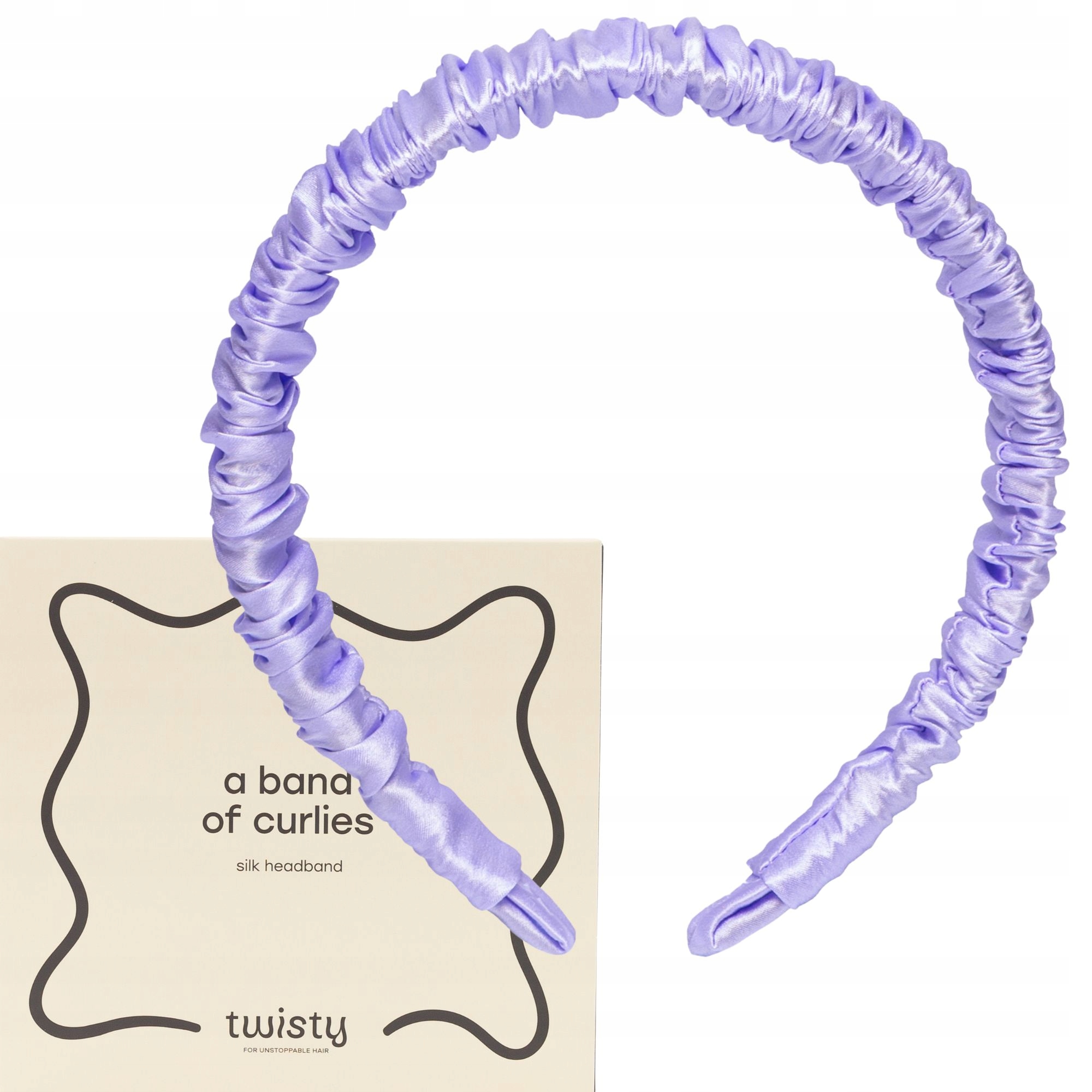 Hedvábná čelenka pro styling vlasů přírodní hedvábí fialová lila Twisty