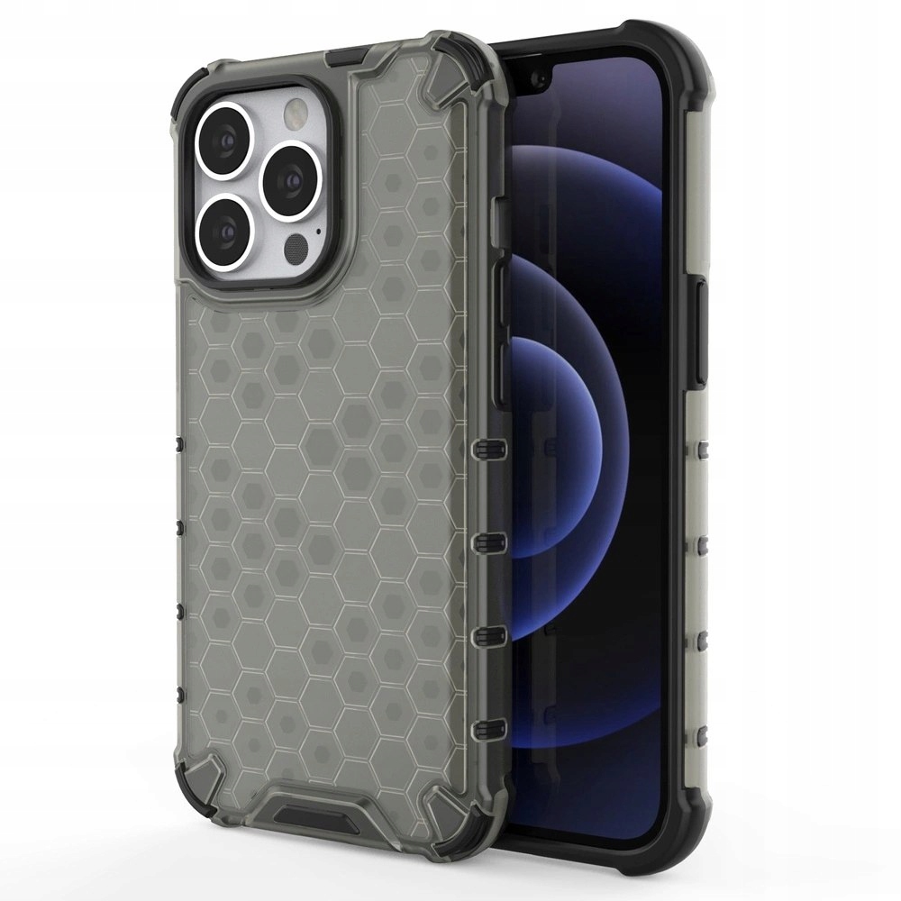 Honeycomb etui pancerny pokrowiec z żelową ramką do iPhone 13 Pro czarny