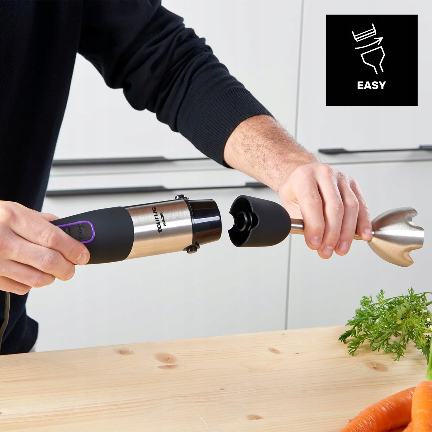 TAURUS Blender Ręczny 1000W 20 Prędkości Turbo Ostrza Stal Nierdzewna — miniatura 5
