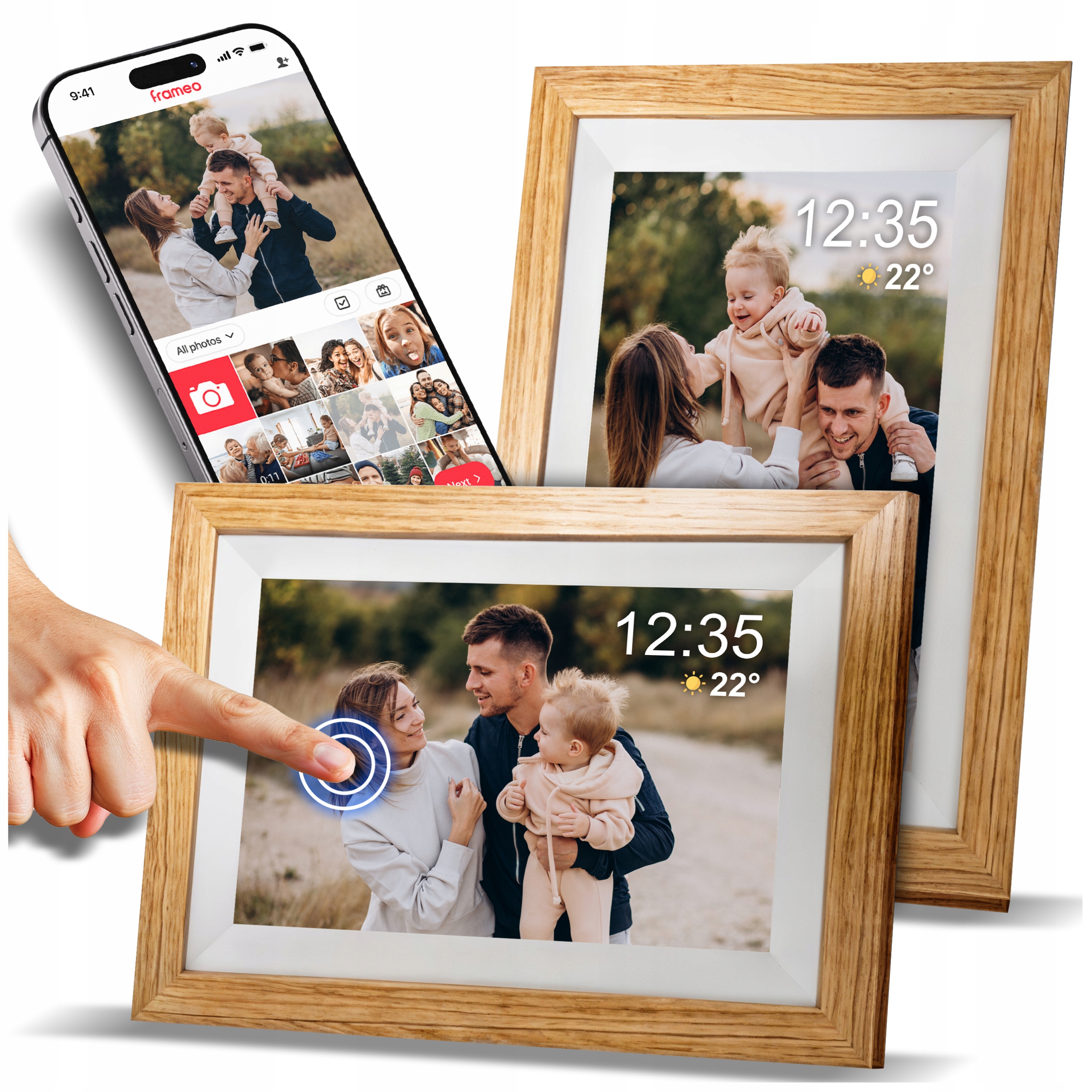 Rámeček Na Fotografie Frameo Wifi 32GB 10,1" Dotykový Fotorámeček Dřevo