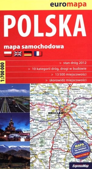 Polska. Mapa samochodowa skala 1:700 000