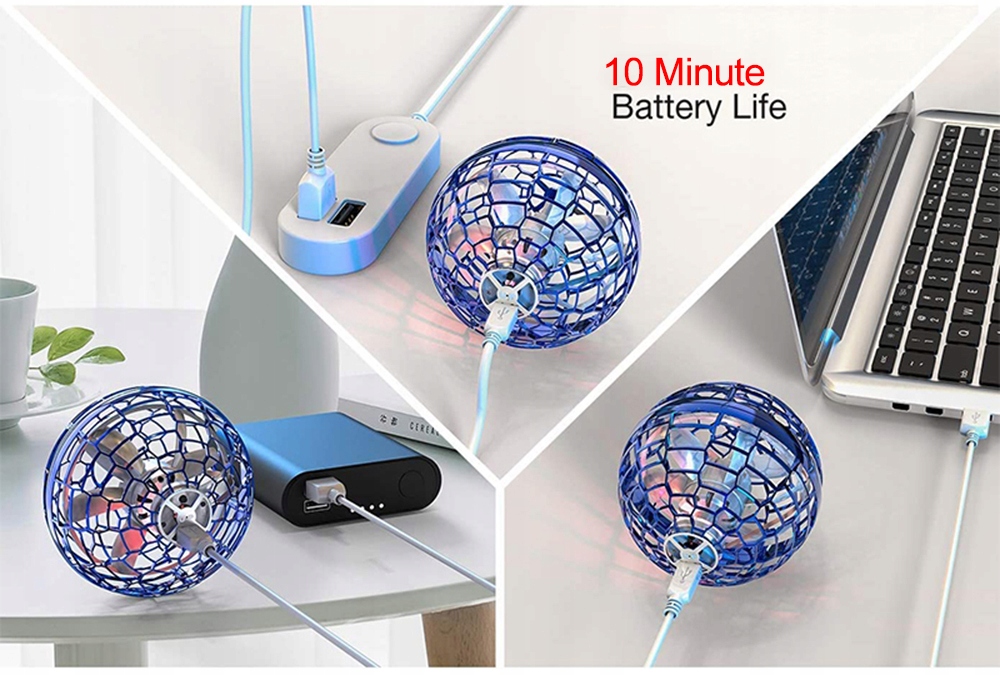 LATAJĄCA PIŁKA LED KULA USB ŚWIECĄCA DRON UFO Wiek dziecka 6 lat +