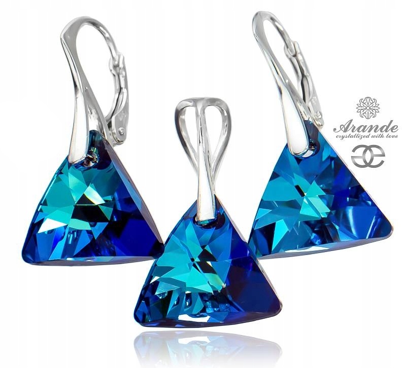 Krystaly Komplet Blue Trio Stříbro