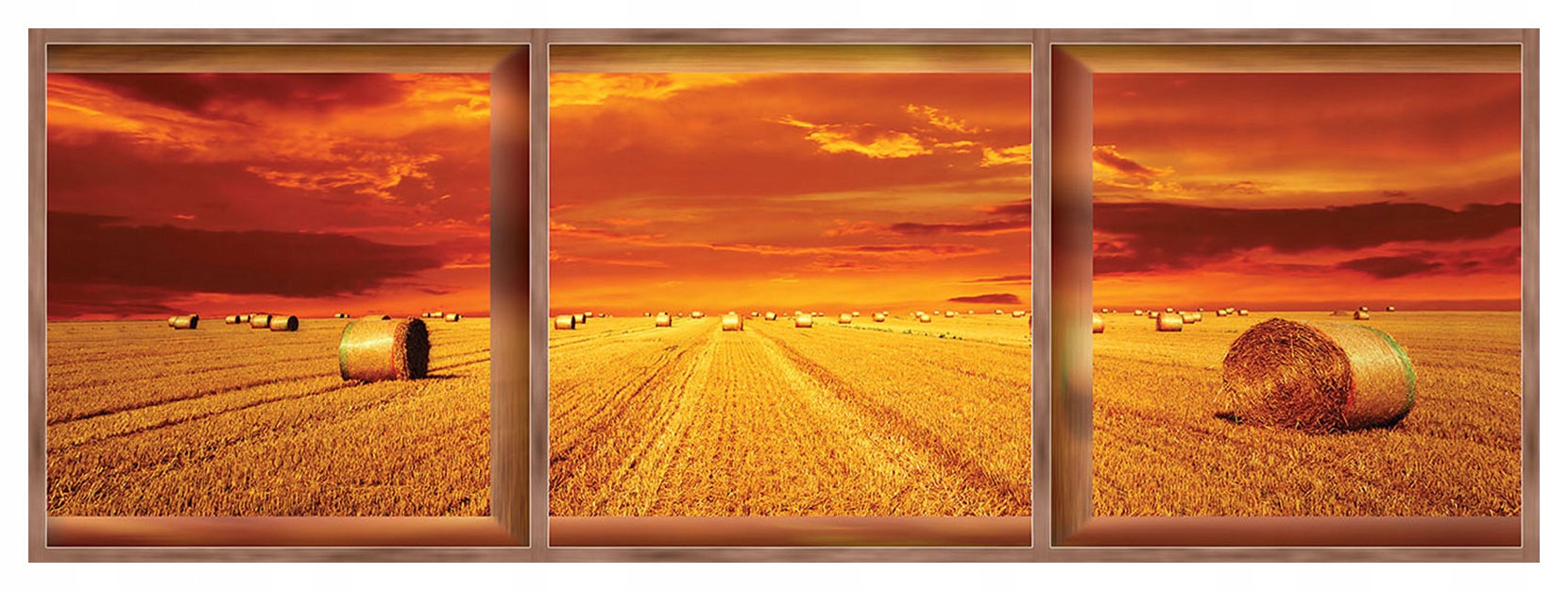 Fototapeta Pole pšenice Západ slunce Triptych Zlaté 832x254 lepidlo