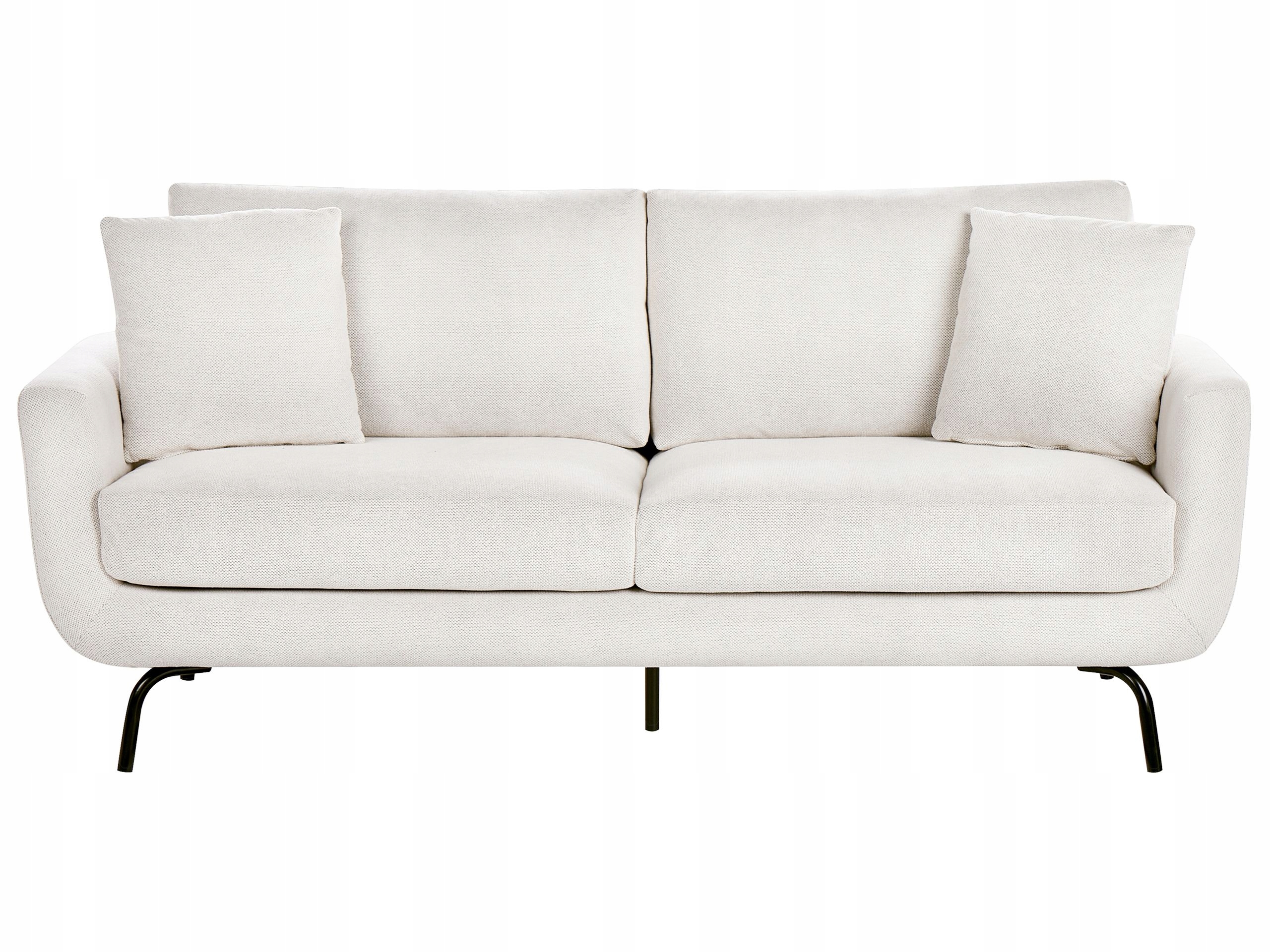 Sofa tapicerowana z metalowymi nóżkami złamana biel