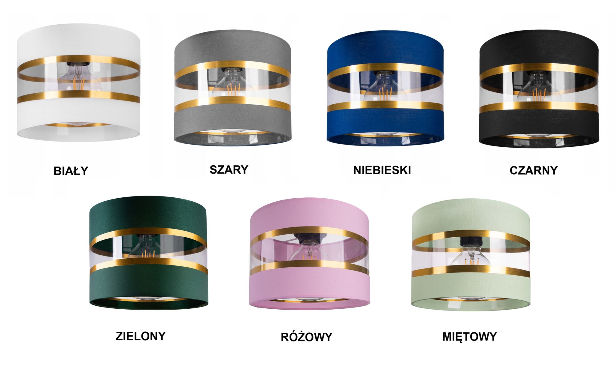 LAMPA SUFITOWA LED WISZĄCA ŻYRANDOL ABAŻUR PASKI E27 60W BIAŁY ZŁOTY Marka INECT