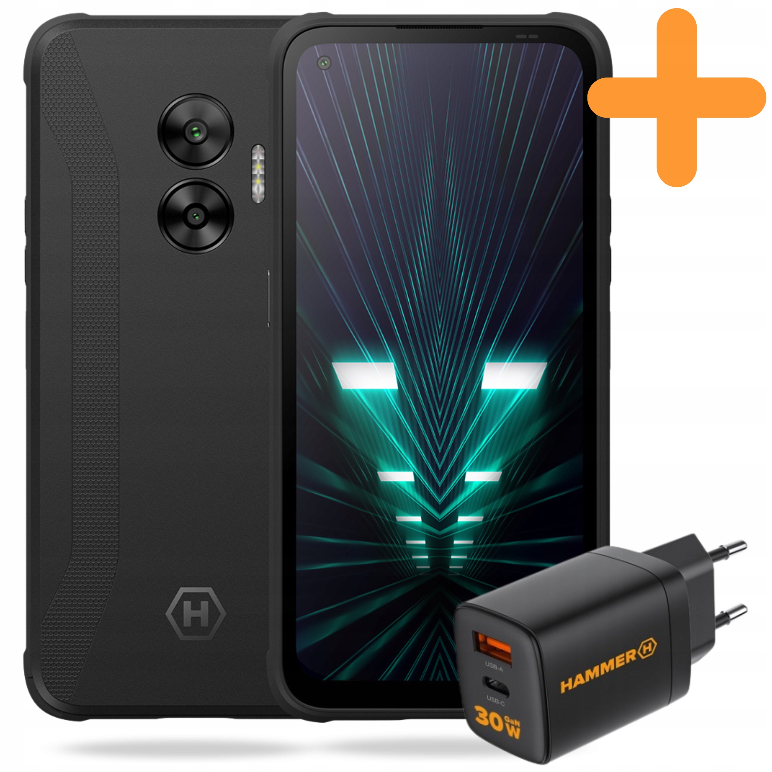 Smartfon Hammer Force 5G Pancerny Telefon Wymienna Bateria Ładowarka Zestaw