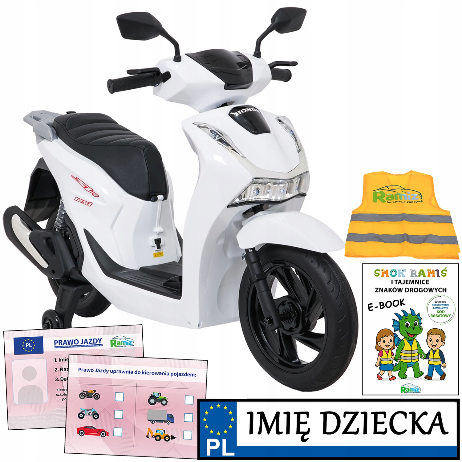 motor na akumulator Honda SH125I ścigacz z dodatkowymi kółkami do nauki