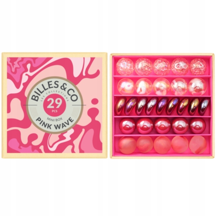 Billes & Co: Szklane kulki Różowa Fala 29 el. MINIBOX-22