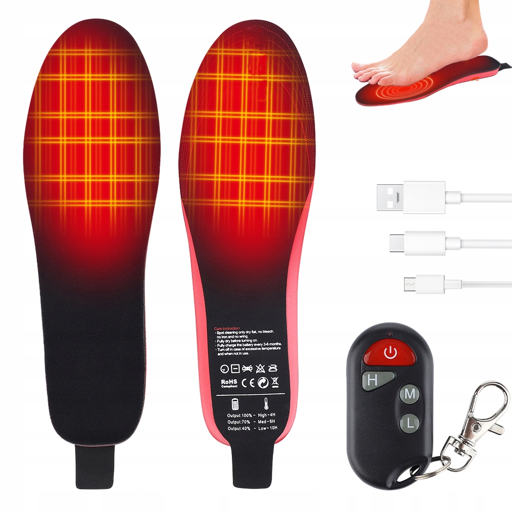 Elektricky Vyhřívané Tepelné Vložky Do Bot Pro Nohy 41-46 Dálkové Ovládání Usb