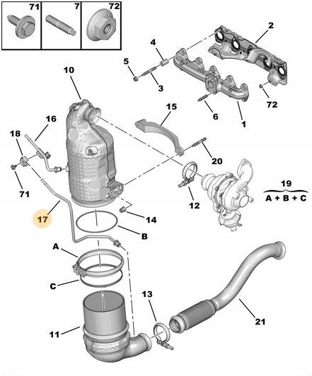 RURKA FILTRA DPF FAP 1714P2 Producent części Citroen OE
