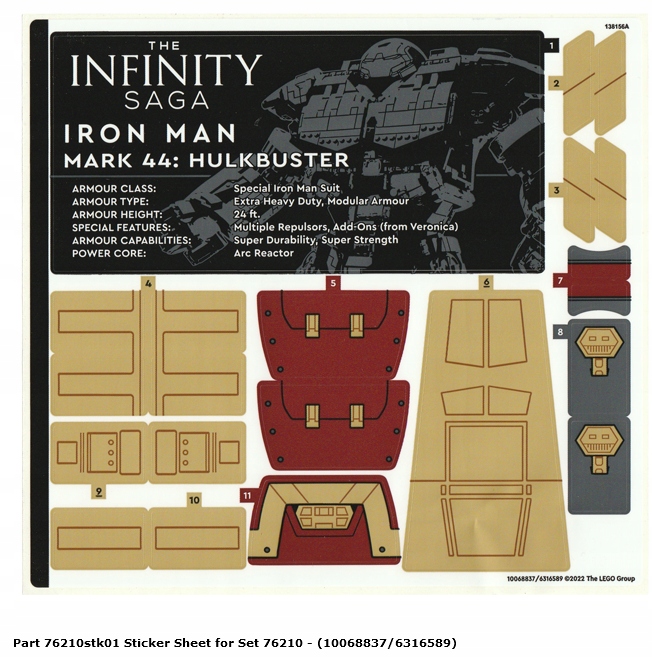 Lego samolepka 76210 (10068837/6316589) 76210stk01