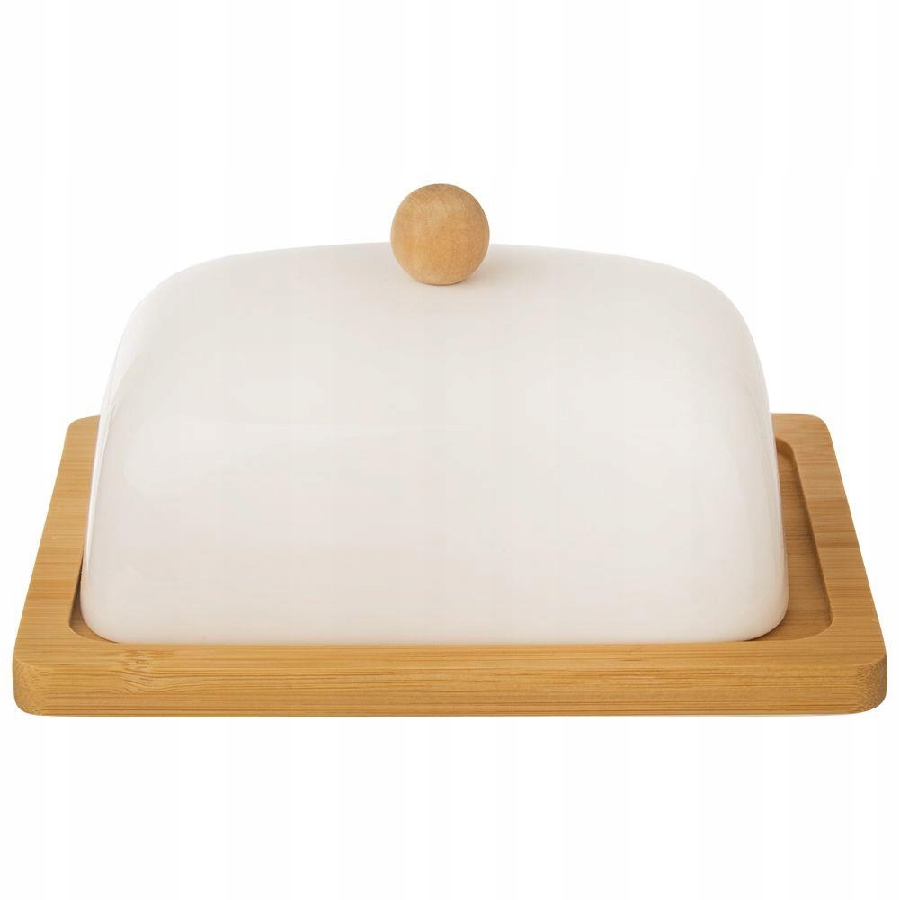 MASELNICZKA MASELNICA PORCELANOWA BAMBUSOWA BIAŁA Kolor biały
