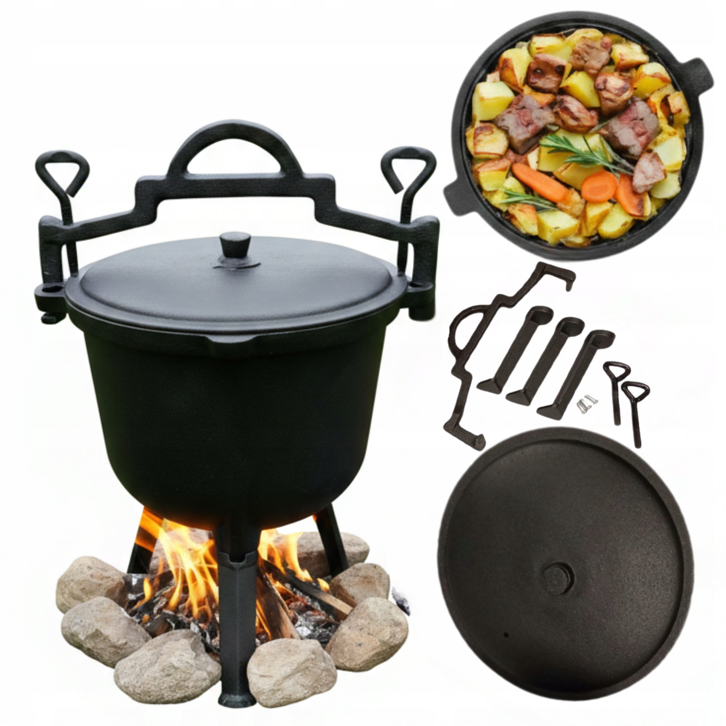 Litinový Kotlík 4 L Lovecký Maďarský Hrnec Na Oheň Gril Pečeně