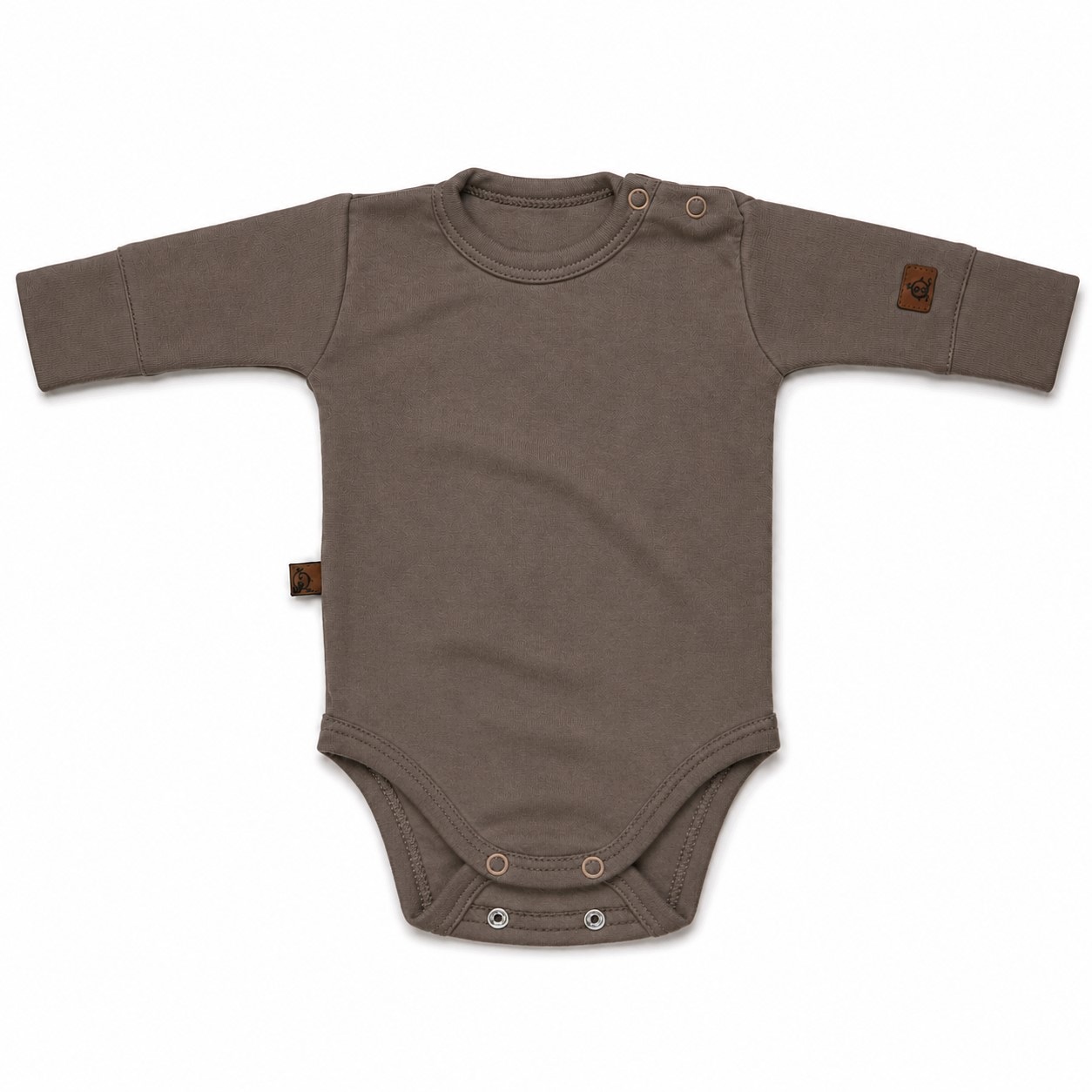Body niemowlęce 100% wełna Merino długi rękaw rosnące 56/62 Cocoa brązowe