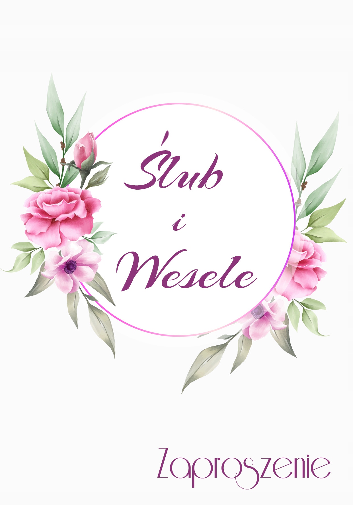 ZAPROSZENIE ŚLUBNE NA WESELE Kwiatowe Lila Róż