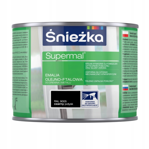 Śnieżka Supermal olejno-ftalowa 400ml Czarny