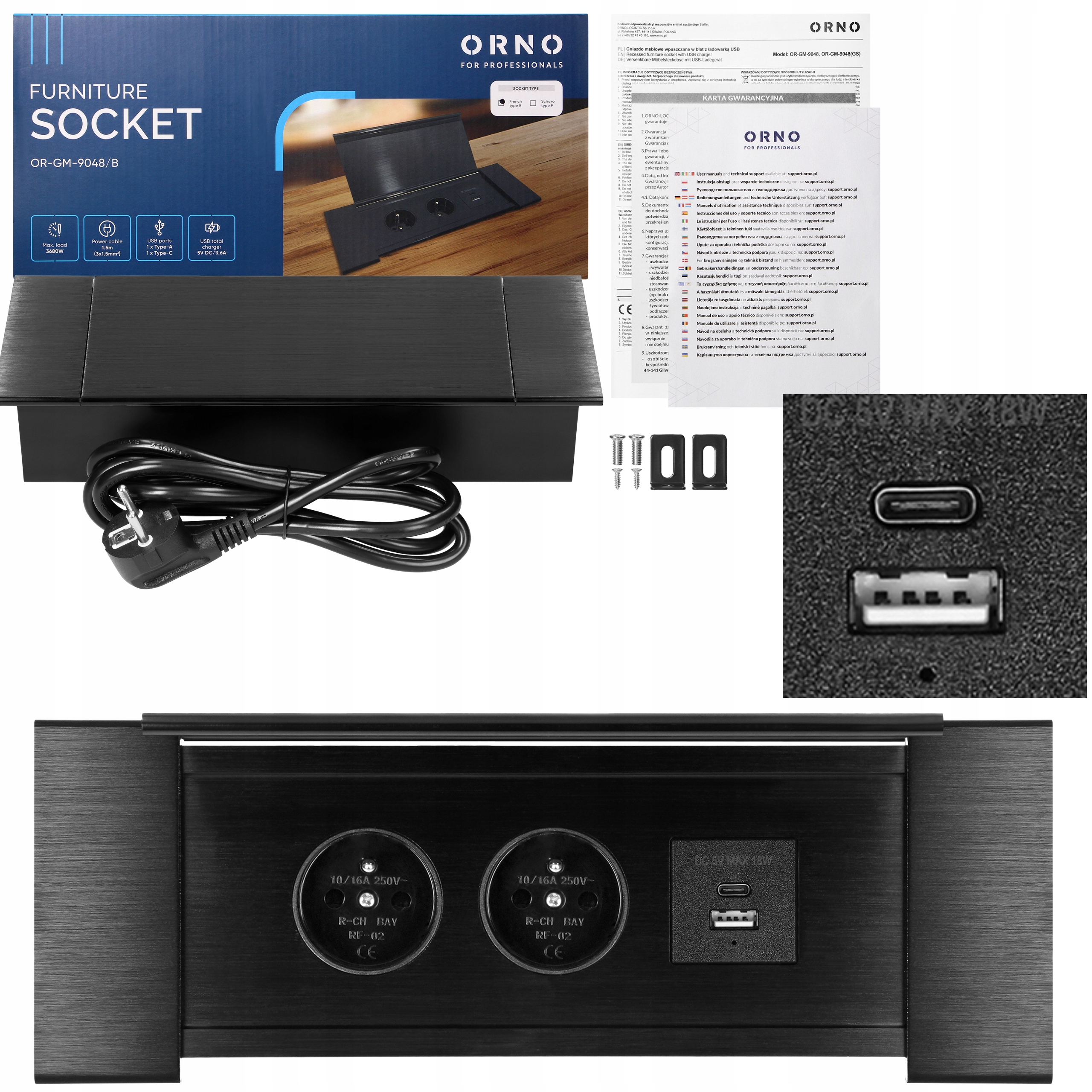 Zásuvka na dosku, zapustená do Usb-c dosky, Aluminium